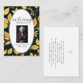 Black & Gold Funeral Memorial Prayer Photo Card 名刺 (正面/裏面)