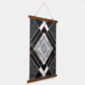 Black Gold Geometric Diamond Luxury Abstract Moder 吊り下げ型タペストリー (傾斜あり)