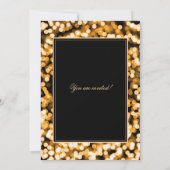 Black & Gold Glam Lights Holiday Dinner Party 招待状 (裏面)