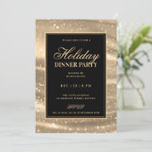 Black & Gold Glam Sequins Holiday Dinner Party 招待状 (スタンド正面)