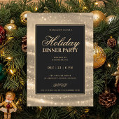 Black & Gold Glam Sequins Holiday Dinner Party 招待状