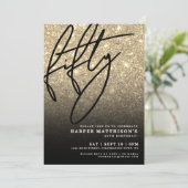 Black Gold Glitter 50th Birthday 招待状 (スタンド正面)