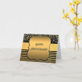 Black Gold Glitter Anniversary Card カード (黄色い花)