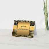 Black Gold Glitter Anniversary Card カード (正面)