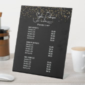 Black & Gold Glitter Beauty Salon Price List 台座サイン (インサイチュ)