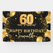 Black Gold Glitter Confetti 60 and Fabulous 横断幕 (横)