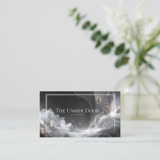 Black Gold Glitter Cosmic Floral Geometric 名刺 (スタンド正面)