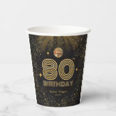 Black Gold Glitter Disco Ball Party 80th Birthday 紙コップ (裏面)