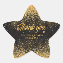 Black Gold Glitter Disco Balls Wedding Thank You 星シール