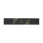Black Gold Glitter Floral Wedding 招待状ベリーバンド (フラット)