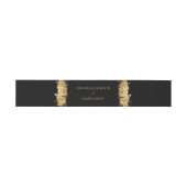 Black Gold Glitter Floral Wedding Invitation 招待状ベリーバンド (フラット)