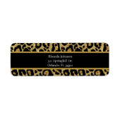 Black Gold Glitter Leopard Print Animal Print ラベル (正面)