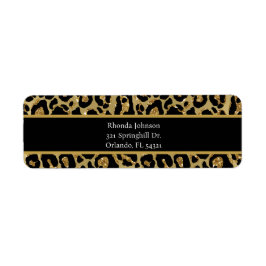 Black Gold Glitter Leopard Print Animal Print ラベル