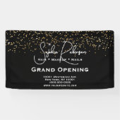 Black & Gold Glitter Salon Grand Opening Banner 横断幕 (横)