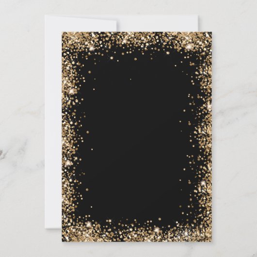 Black Gold Glitter Script 60th Birthday Dinner 招待状 (裏面)