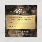Black & Gold Glitter Watercolor Salon Discount 紹介カード (裏面)