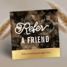 Black & Gold Glitter Watercolor Salon Discount 紹介カード