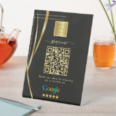 Black Gold Google Reviews Business Link QR Code   台座サイン (インサイチュ)