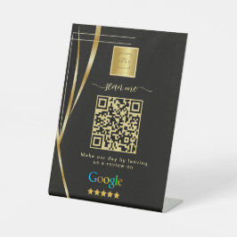 Black Gold Google Reviews Business Link QR Code   台座サイン