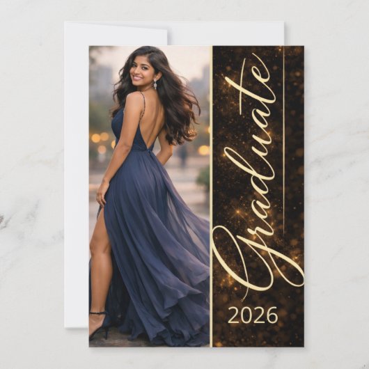 Black Gold Grad Glow Invitation 招待状 (正面)