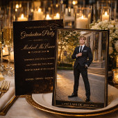 Black Gold Grad Portrait Invitation 招待状