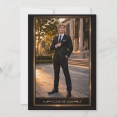 Black Gold Grad Portrait Invitation 招待状 (正面)