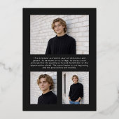 Black Gold Graduate Black Photo Graduation Gold 箔招待状 (裏面)