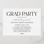 Black Gold Graduate Three Photo Collage Party 箔招待状 (裏面)