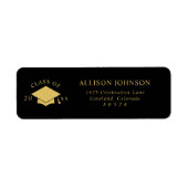 Black Gold Graduation Cap Return Address ラベル (正面)