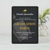 Black Gold Graduation Party Editable Invitation 招待状 (スタンド正面)