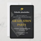 Black Gold Graduation Party Editable Invitation 招待状 (正面)