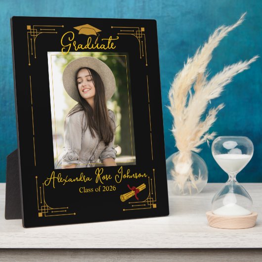 Black & Gold Graduation Photo Keepsake Gift フォトプラーク (側面)