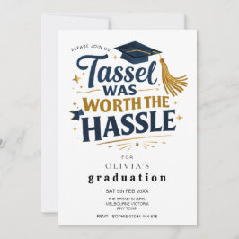 Black & Gold Graduation Tassel Was Worth Hassel 招待状