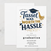 Black & Gold Graduation Tassel Was Worth Hassel  招待状 (正面/裏面)
