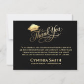 Black & Gold Graduation Thank You Card サンキューカード (正面)