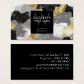 Black Gold Gray Monogram Modern Business Card (正面&裏面)