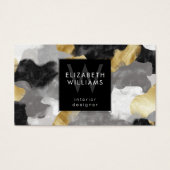 Black Gold Gray Monogram Modern Business Card (正面)