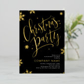 Black Gold handwritten calligraphy Christmas Party 箔シーズンカード (立ち正面)
