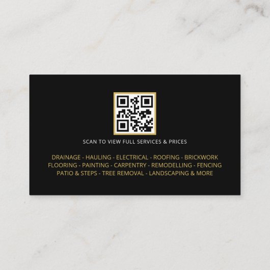 Black Gold Handyman Repair & Maintenance QR Code 名刺 (裏面)