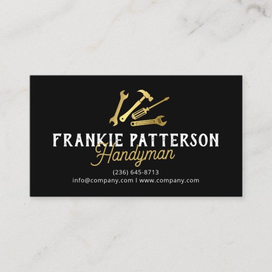 Black Gold Handyman Repair & Maintenance QR Code 名刺 (正面)