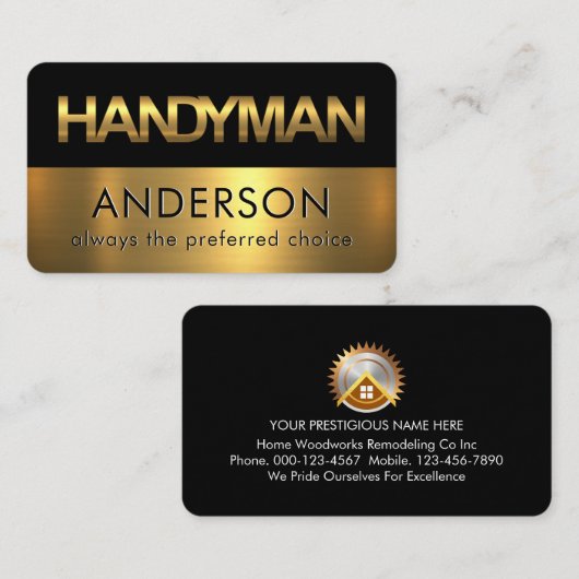 Black Gold Handyman Signage Layers 名刺 (正面/裏面)