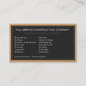 Black Gold Handyman Wood Construction  名刺 (裏面)