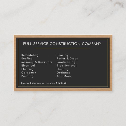 Black Gold Handyman Wood Construction  名刺 (裏面)