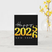 Black Gold Happy New Year 2026 New Years Eve Party カード (黄色い花)