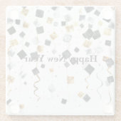 Black Gold Happy New Year Confetti ガラスコースター (裏面)