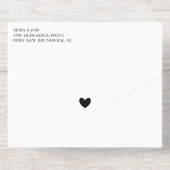 Black Gold Heart Brush Script Informal Wedding オールインワン招待状 (背面)