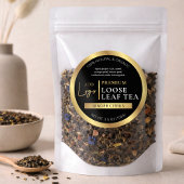 Black & Gold Herbal Tea Coffee Homemade Label ラウンドシール