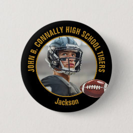 Black Gold High School Football Player Photo 缶バッジ