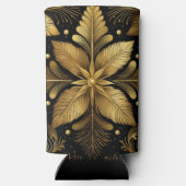 BLACK & GOLD HOLIDAY CHRISTMAS LEAVES スリム缶クーラー (裏面)