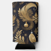 BLACK & GOLD HOLIDAY CHRISTMAS LEAVES スリム缶クーラー (裏面)